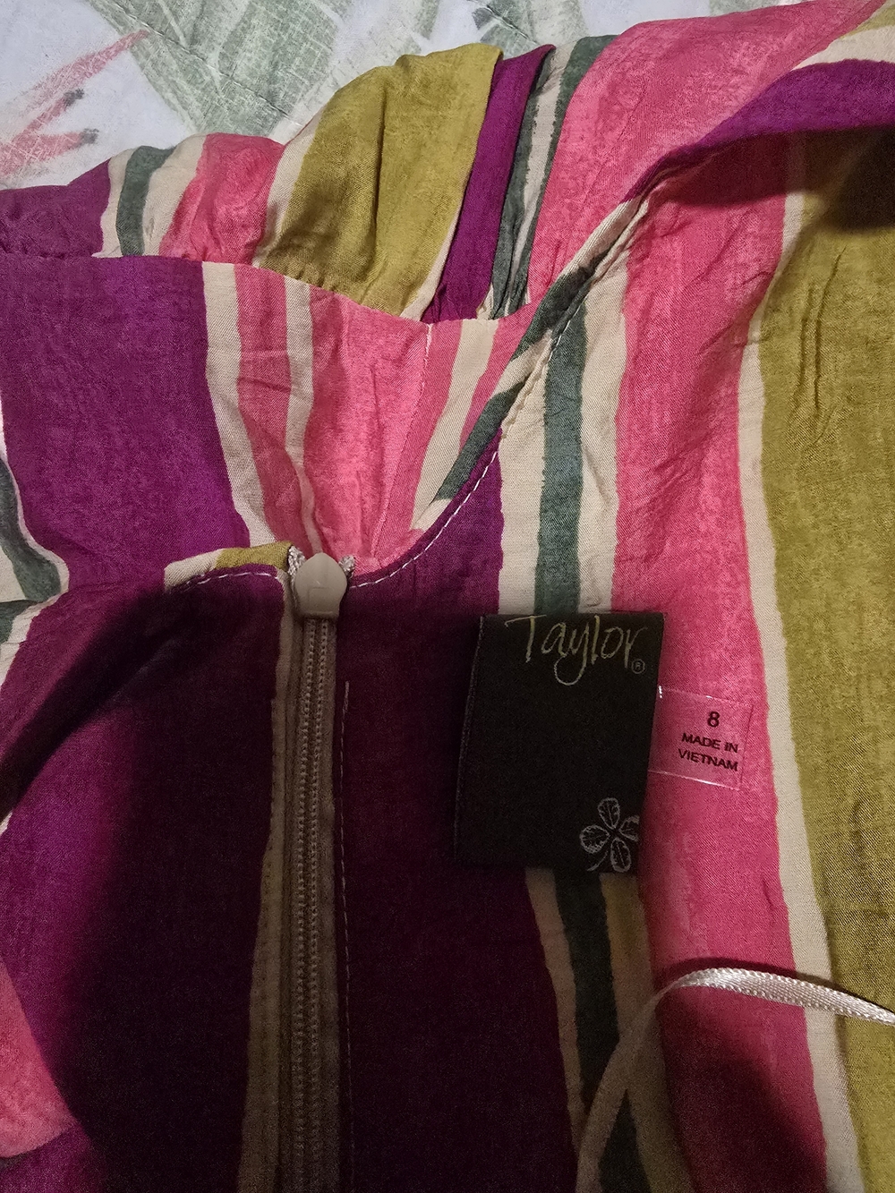 Taylor Pink, Green & Yellow Striped Tiered Maxi Dress with Waist Tie - Picture 11 of 12